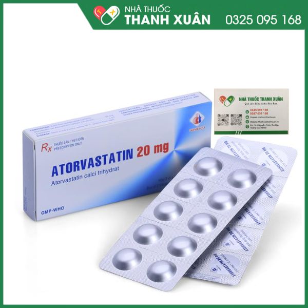 Atorvastatin 20 mg - Trị rối loạn lipid huyết, dự phòng tiền phát